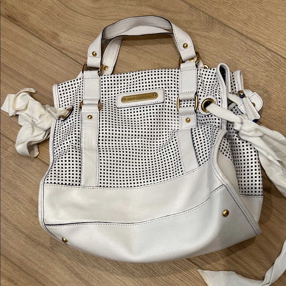 Juicy Couture White Perforated Tote with Gold Hardware - Daydreamer Venice style